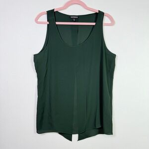 EXPRESS Dark Green Split‎ Back Sleeveless Scoop Neck Blouse Large